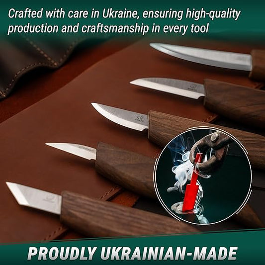 BeaverCraft Deluxe Wood Carving Kit S18X - Wood Carving Knife Set - Spoon Carving Tools Set - Whittling Knives Kit - Woodworking Kit Wood Carving Tools Kit Large Whittling Kit S18X